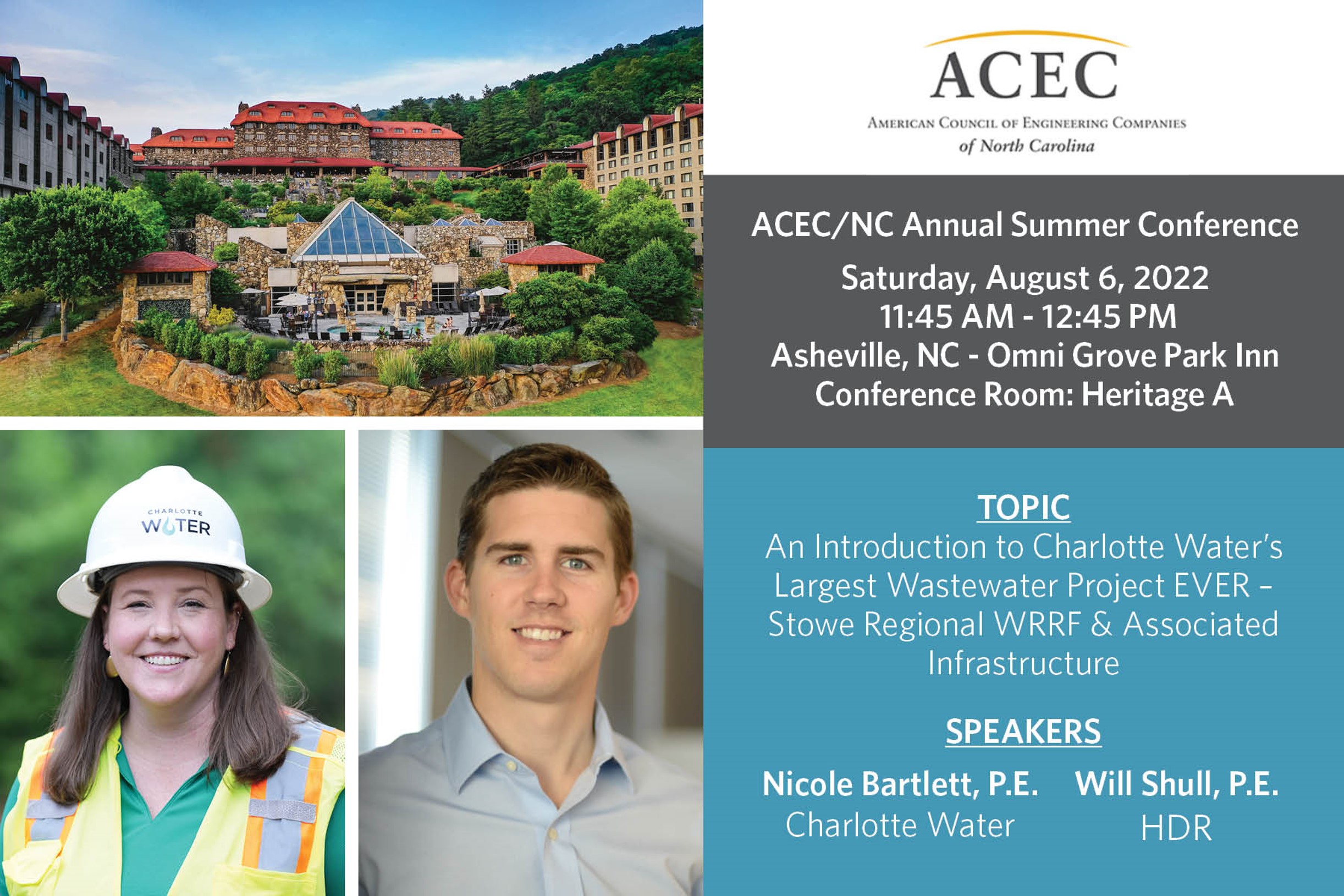 Promotional flyer for the American Council of Engineering Companies of North Carolina Summer Conference