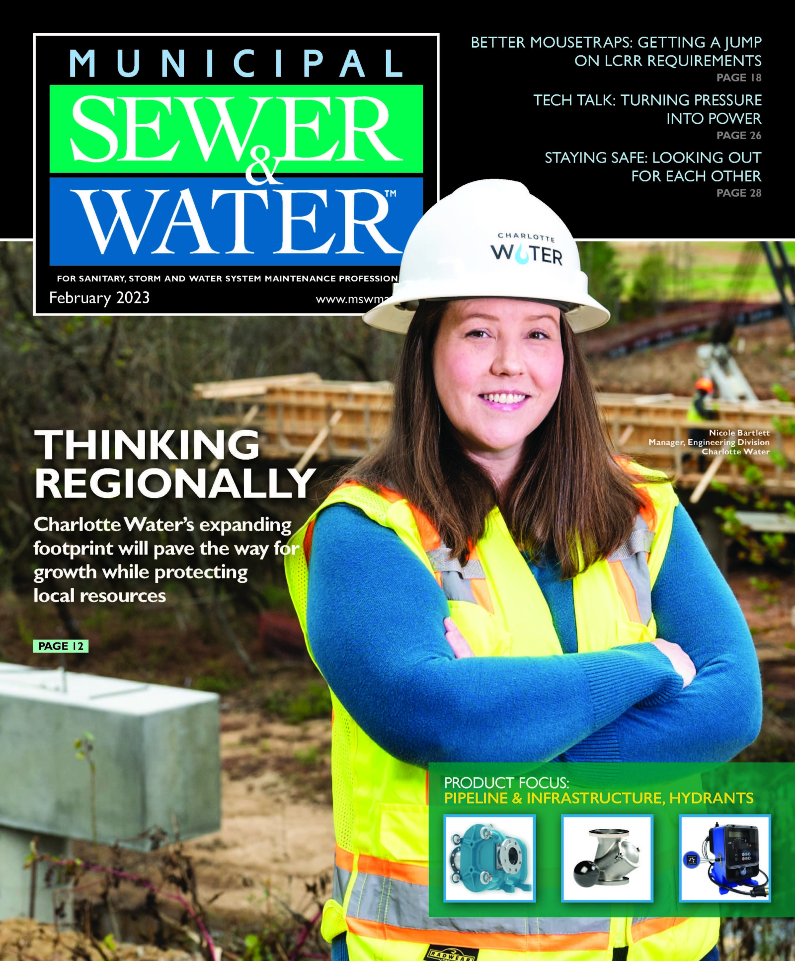 Municipal Sewer and Water Magazine cover. Thinking Regionally Charlotte Water’s expanding footprint will pave the way for growth while protecting local resources.