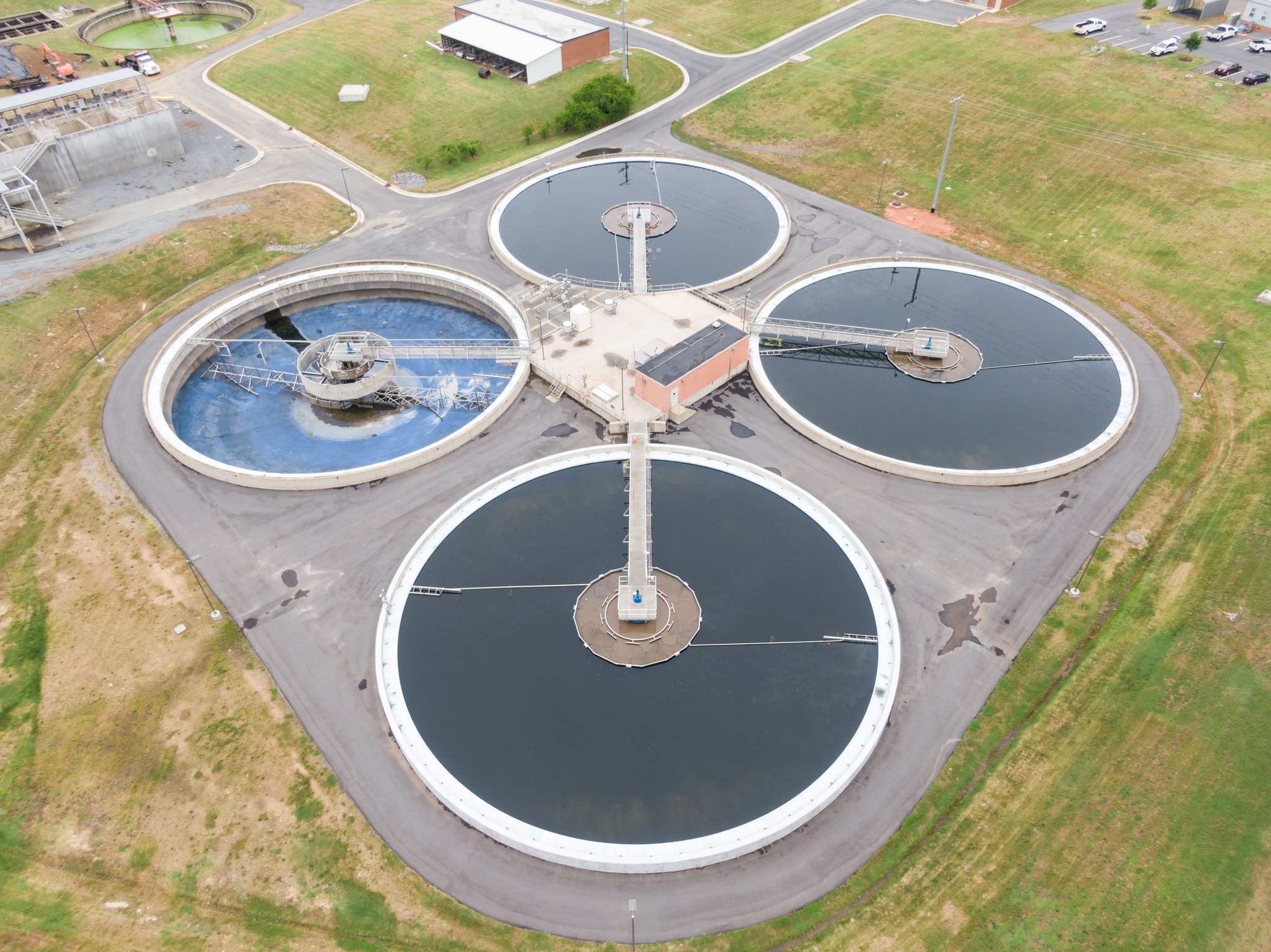 An aerial photograph of a water treatment plant