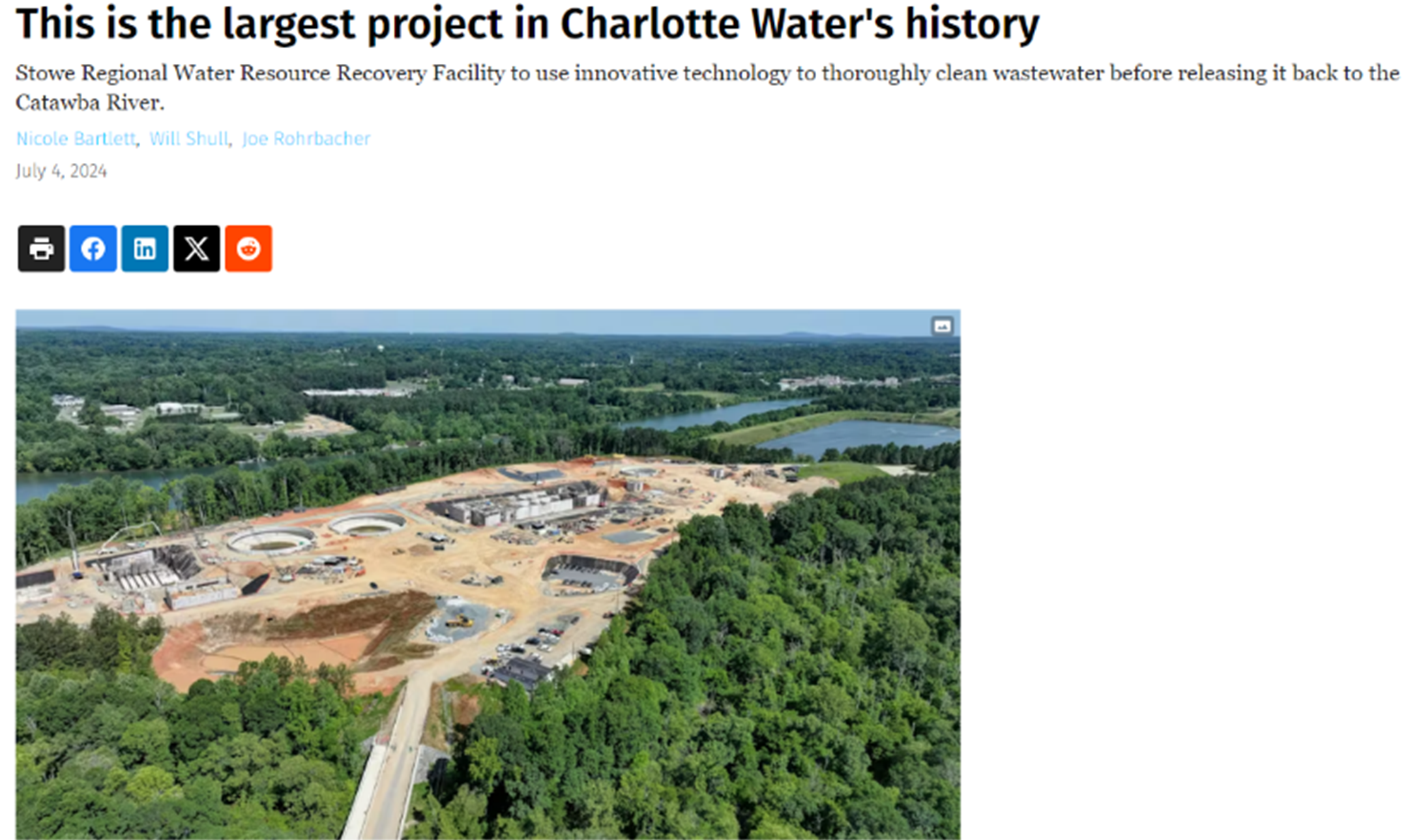 Screenshot of WasteWater Digest online article