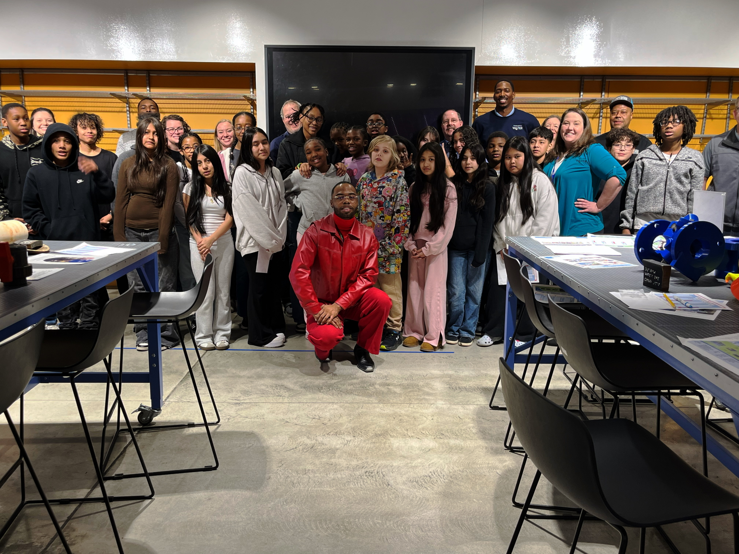 Group photo of the class and Charlotte Water